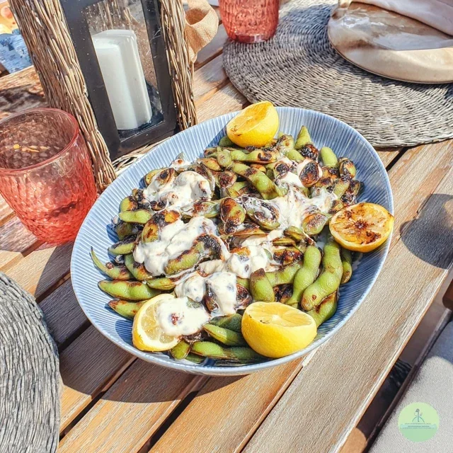 Grillet edamame med salt og sitron